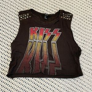 Vintage Retro Style KISS Graphic Tank with studs